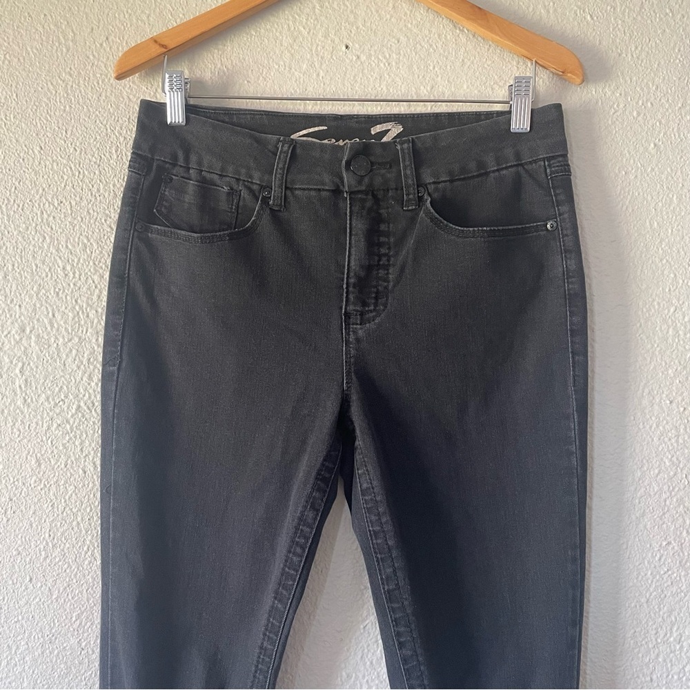 Seven7 Tummyless High Rise Skinny Jeans Women’s 8 Black Distressed Ripped - Picture 3 of 13